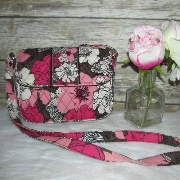Vera Bradley Handbags - Vera Bradley Mocha Rouge Pink Floral Crossbody